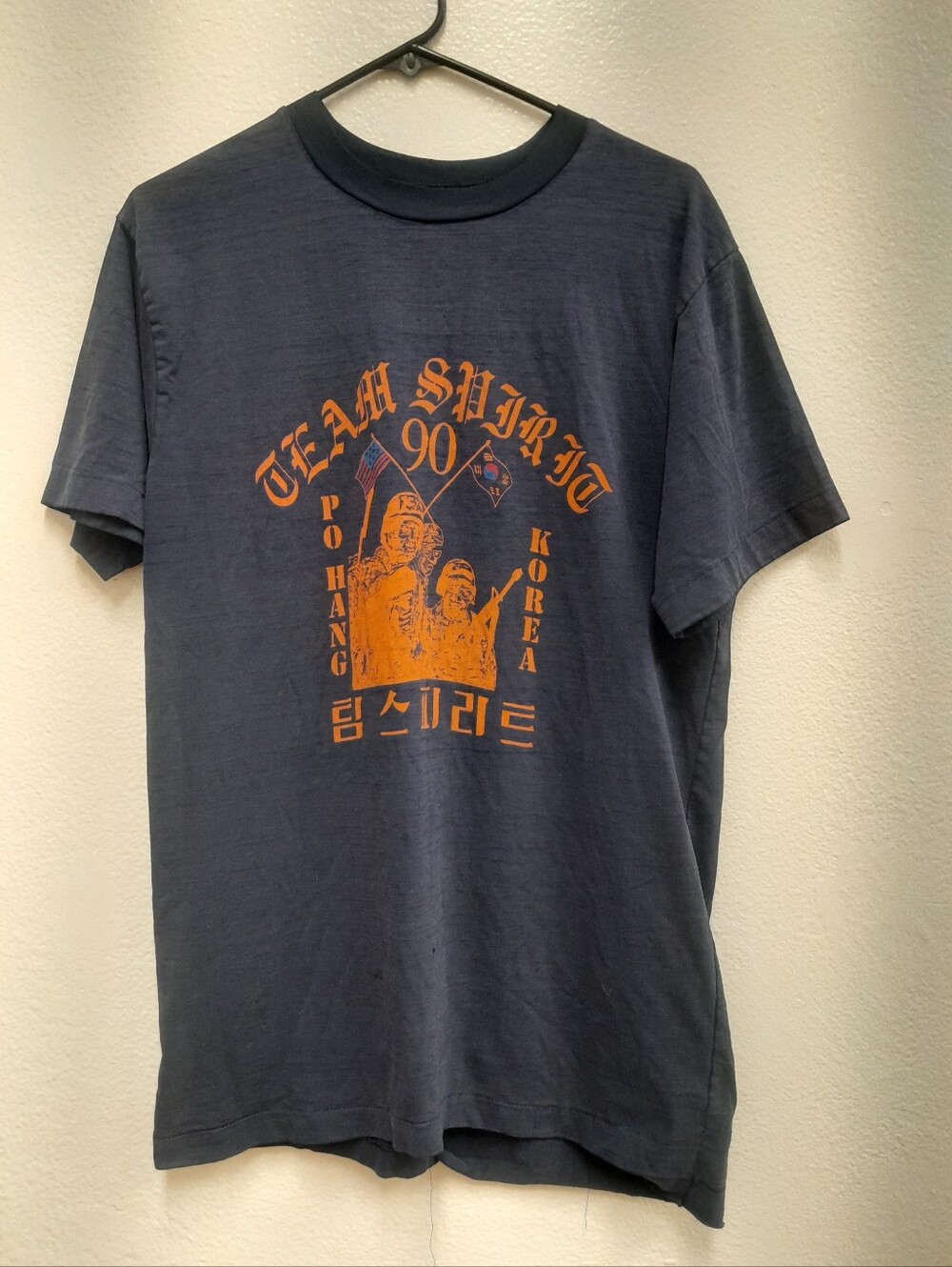 Vintage 1990 Marines POHANG South Korea Team Spirit T Shirt  USMC Team Spirit